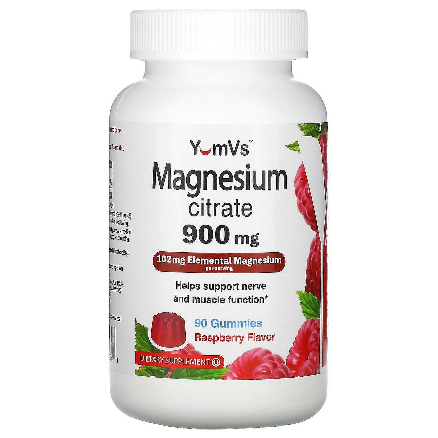 Yum-Vs, Magnesium Citrate, Raspberry, 900 mg, 90 Gummies