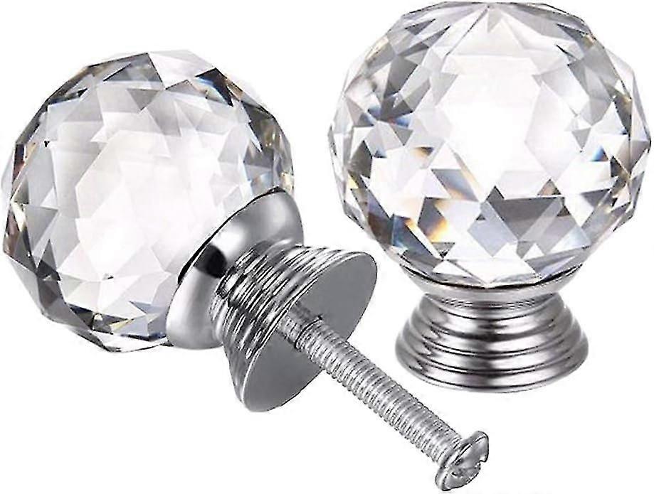 4pcs Crystal Knobs, 40mm Door Knobs Diamond Shape Design Crystal Glass Knobs Cupboard Drawer Pull Kitchen Cabinet Door Wardrobe Handles Hardware