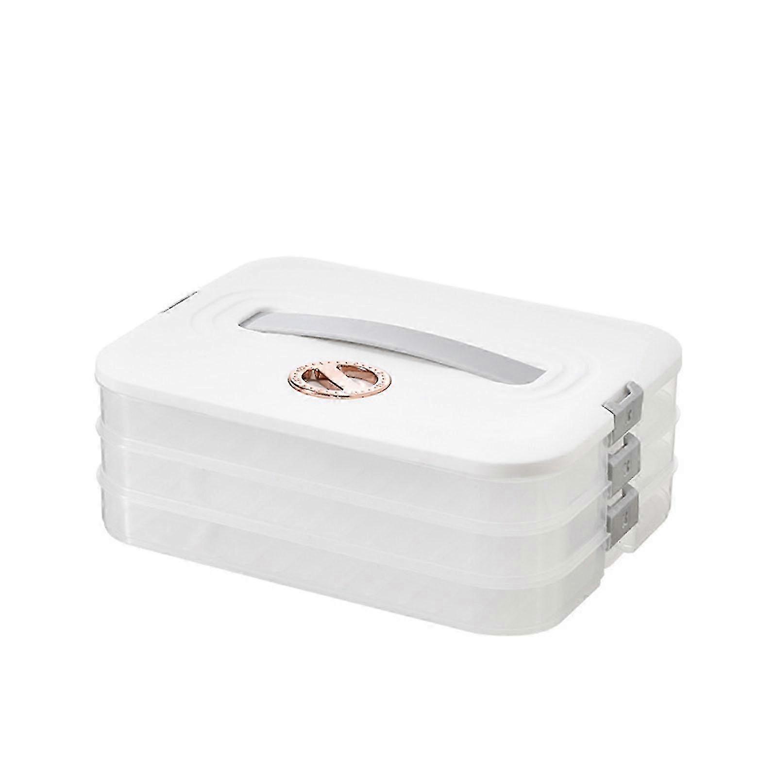 Multi Layer Cookie Carrier with Lid and Handle Time Recoder Dumpling Storage Box Food Dessert Transport Container 26s