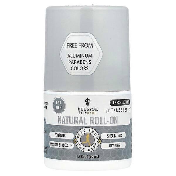 Bee & You, Natural Roll-On, For Men, Fresh Active, 1.7 fl oz (50 ml)