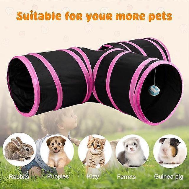 Bunny Tunnels & Tubes Collapsible 3 Way Bunny Hideout Small Animal Activity Tunnel Toys for Dwarf Rabbits Bunny Guinea Pigs