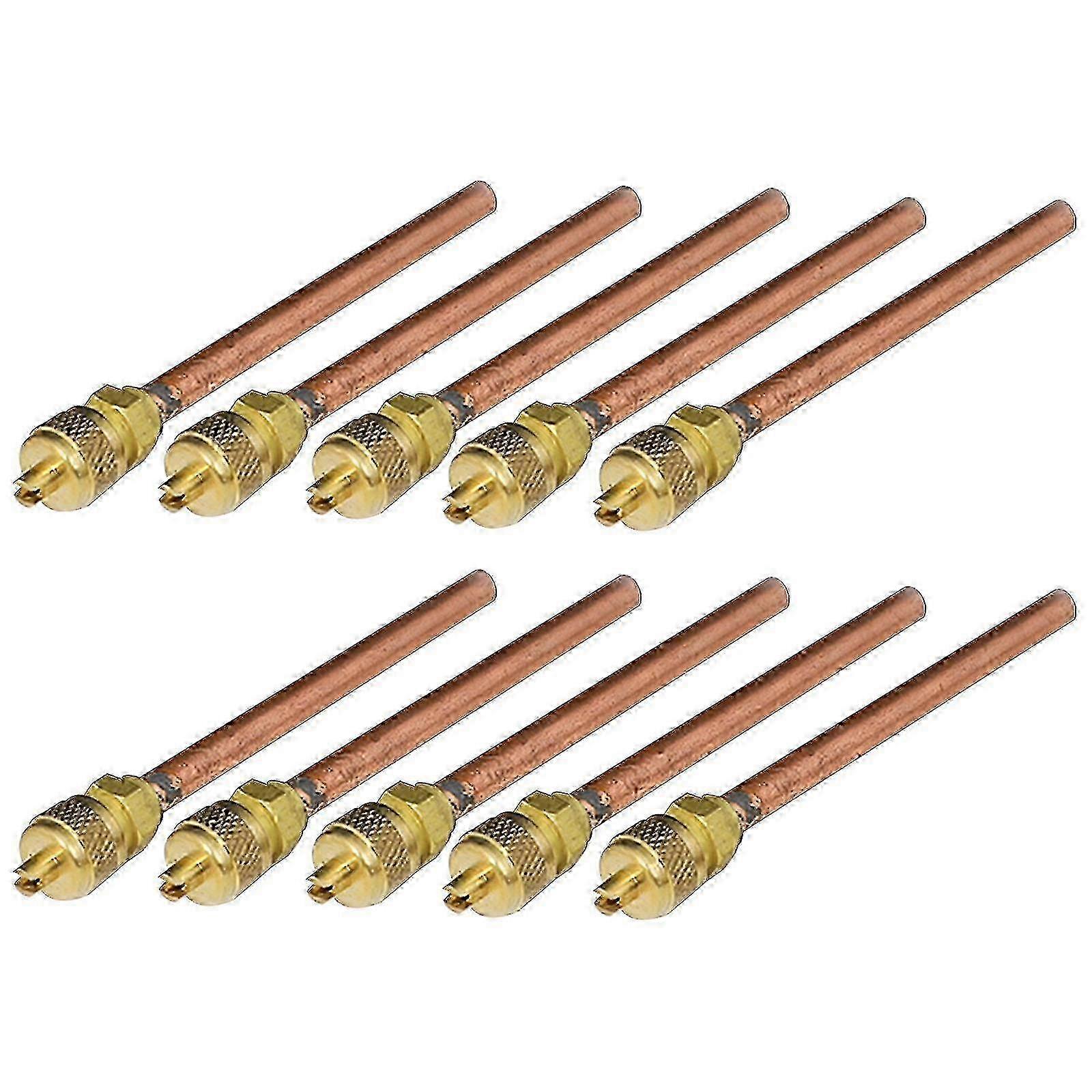 Service/Access Valves - 10pcs, 1/4" SAE x 1/4" OD x 2.75" Stem, Core & Core Remover for Automotive Applications