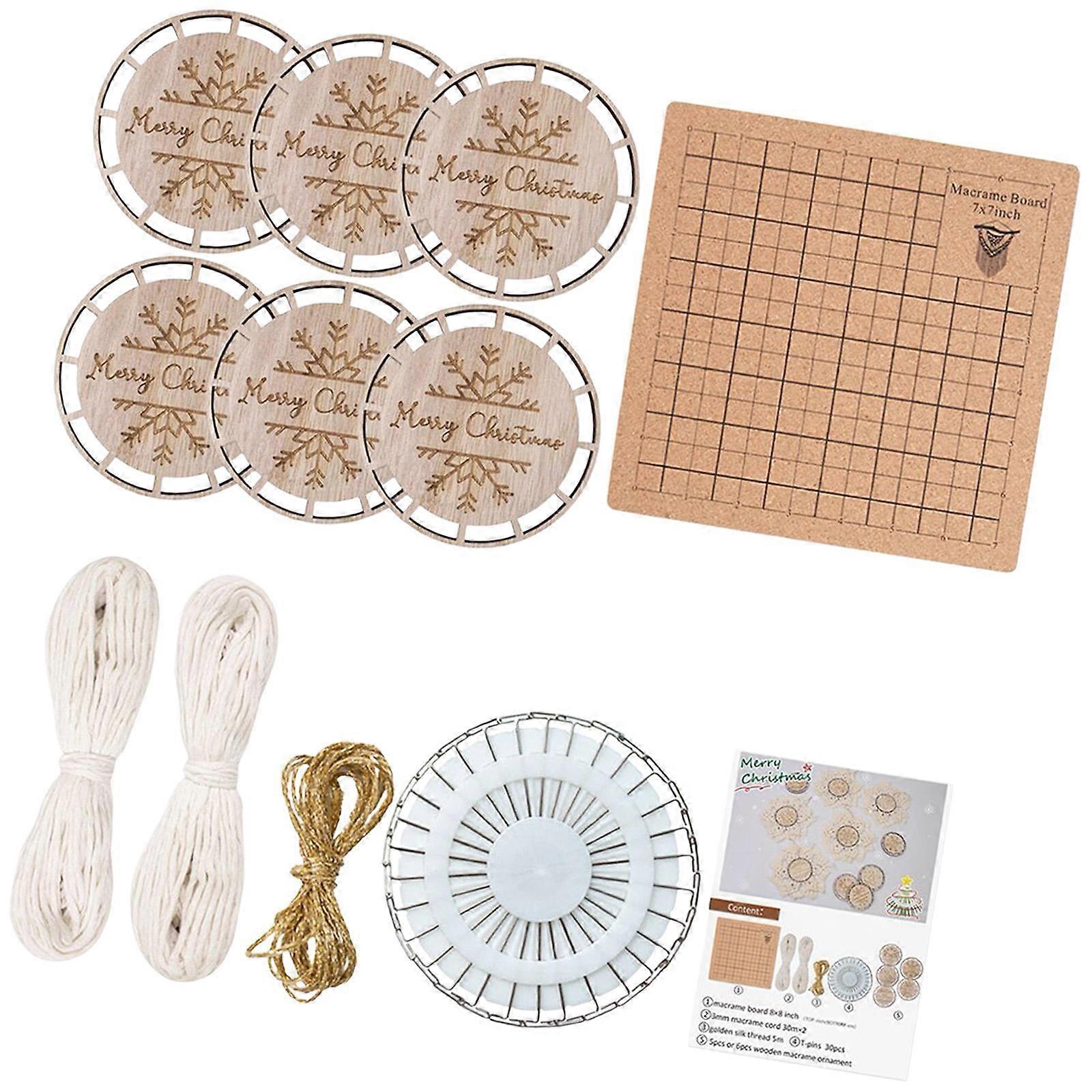 Wood Slices DIY Crafts Set for Christmas Tree Ornaments Tags DIY Macrame