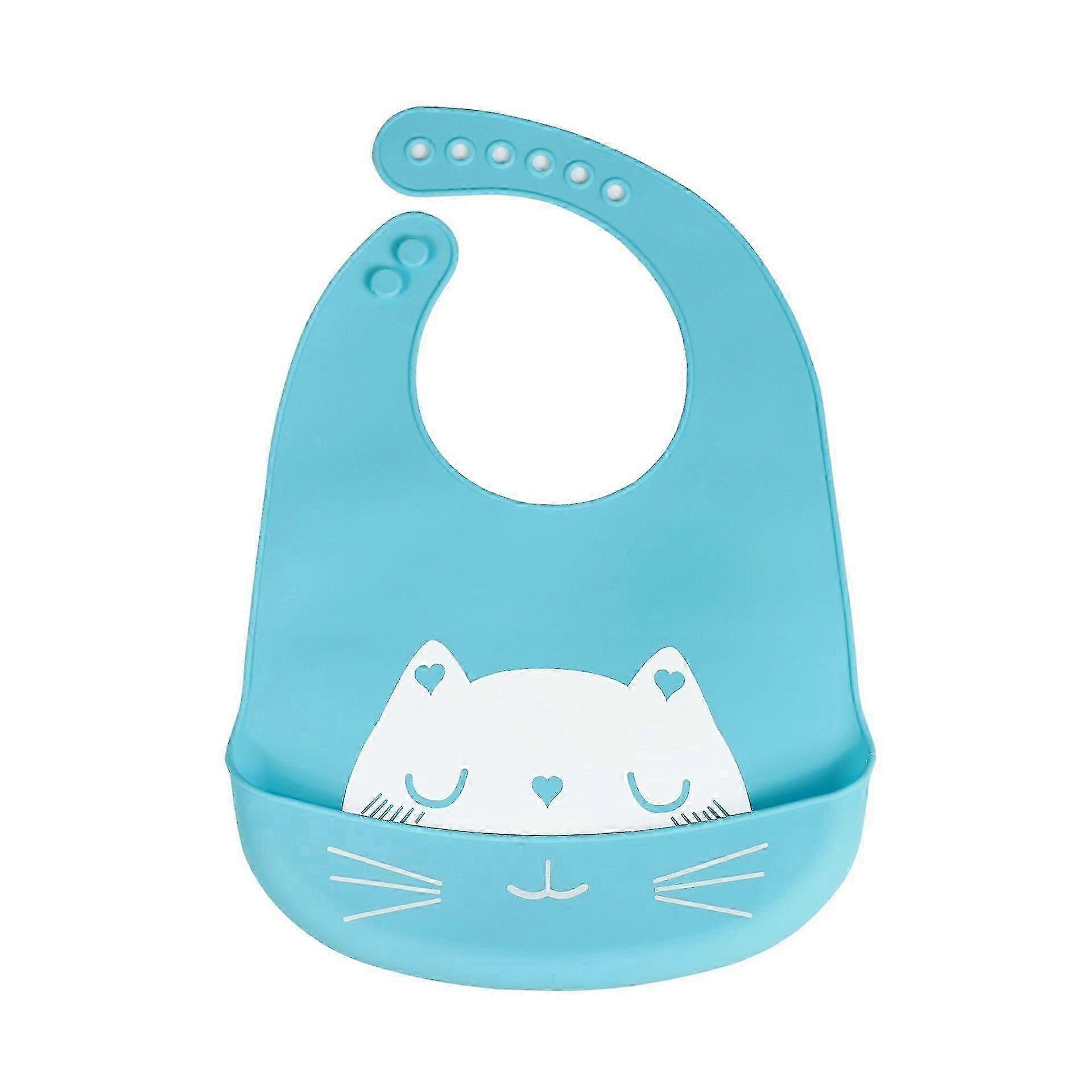 아기 턱받이, 귀여운 만화 방수 휴대용 침 타월 1개입 파란색