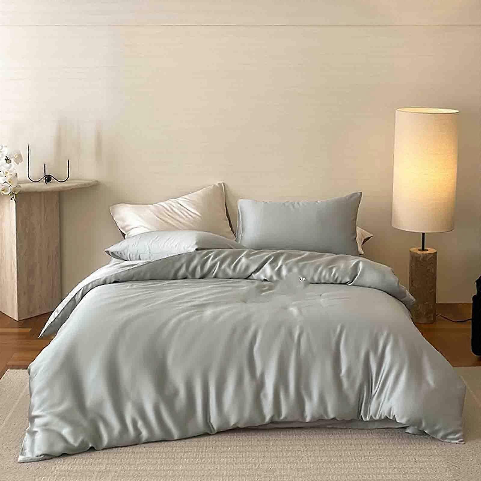 Bedsheets Bed Sheet Set 4Piece Pillowcases Included Microfiber Cooling Breathable Gray 2.0m Tightly Stitched