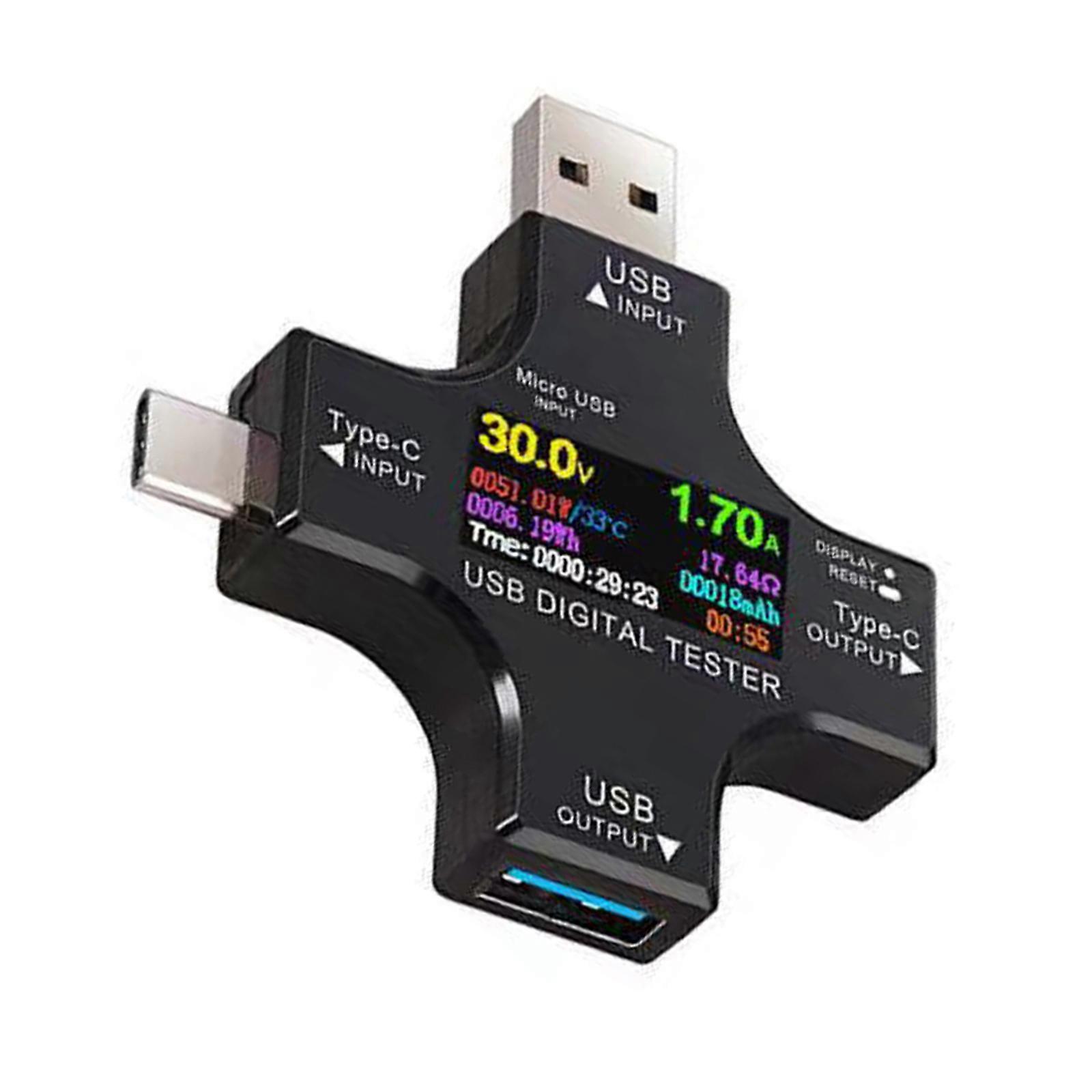 USB C Voltages Meter with Innovative Double  Direction Current Measurement Digital USB Tester USB Charger Indicator Devce Multicolor