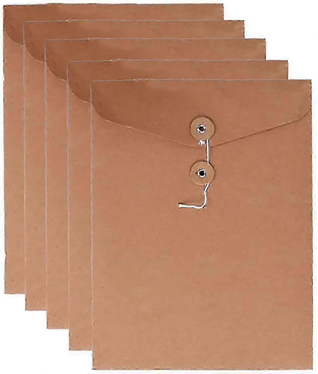 w Kraft String File Folder Filing Envelope Project File Jacket Document Letter Organizer Flat-no Expansion A4 Letter Size (pack Of 5)