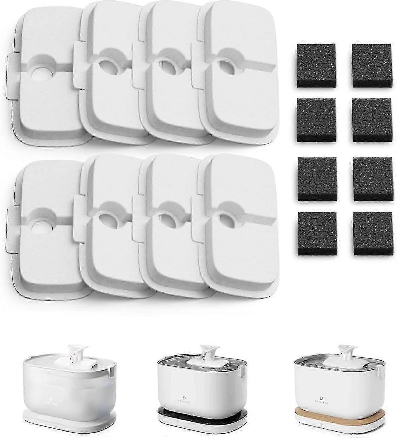 Replacement Filters for Dockstream Cat Water Fountain PLWF005, PLWF115, PLWF105 - 8 Pack Cat Water Fountain Filter with Vertical Filtration