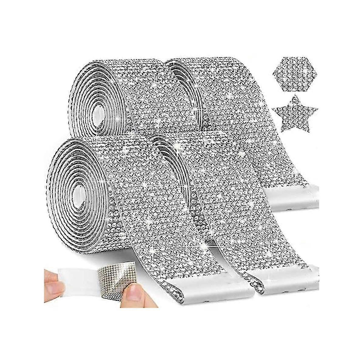 4 لفات شرائط حجر الراين ذاتية اللصق ، شريط حجر الراين حجر الراين الماس الشريط للحرف اليدوية ، دي