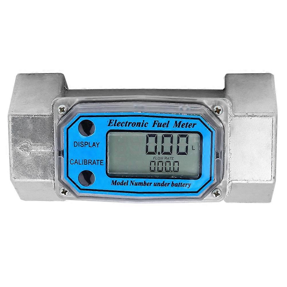 Mini Digital Turbine Flowmeter Diesel Fuel Flow Meter 15-120L 1.5inch NPT Blue