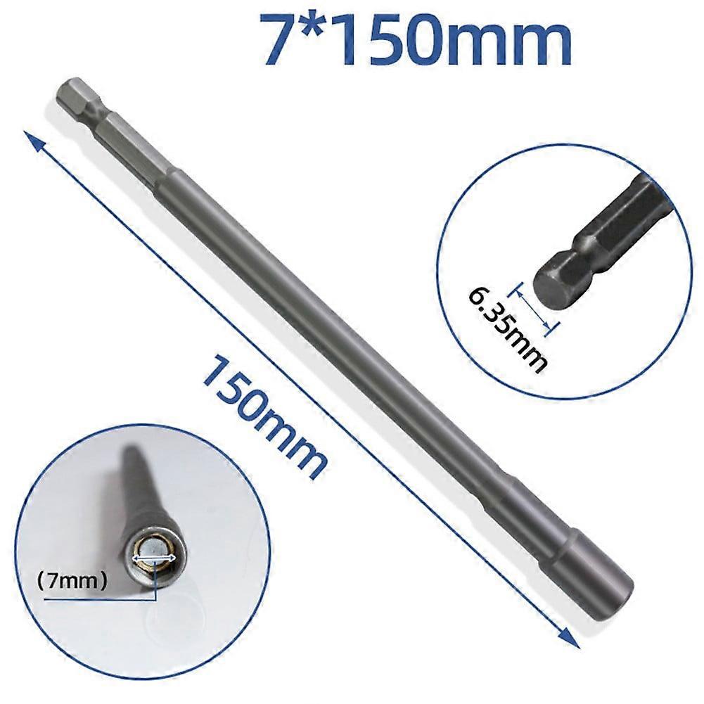 Lylong Tool Kit 150mm Long 6mm-19mm Hexagon Nut Driver Drill Bit Socket Wrench Extension Sleeve 7mm