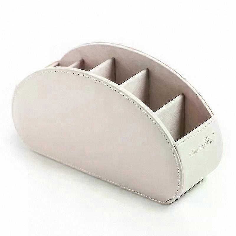 PU Leather Desk Organizer with 5 Compartments for Remote, Phone, Cosmetics, and Brush Storage Box