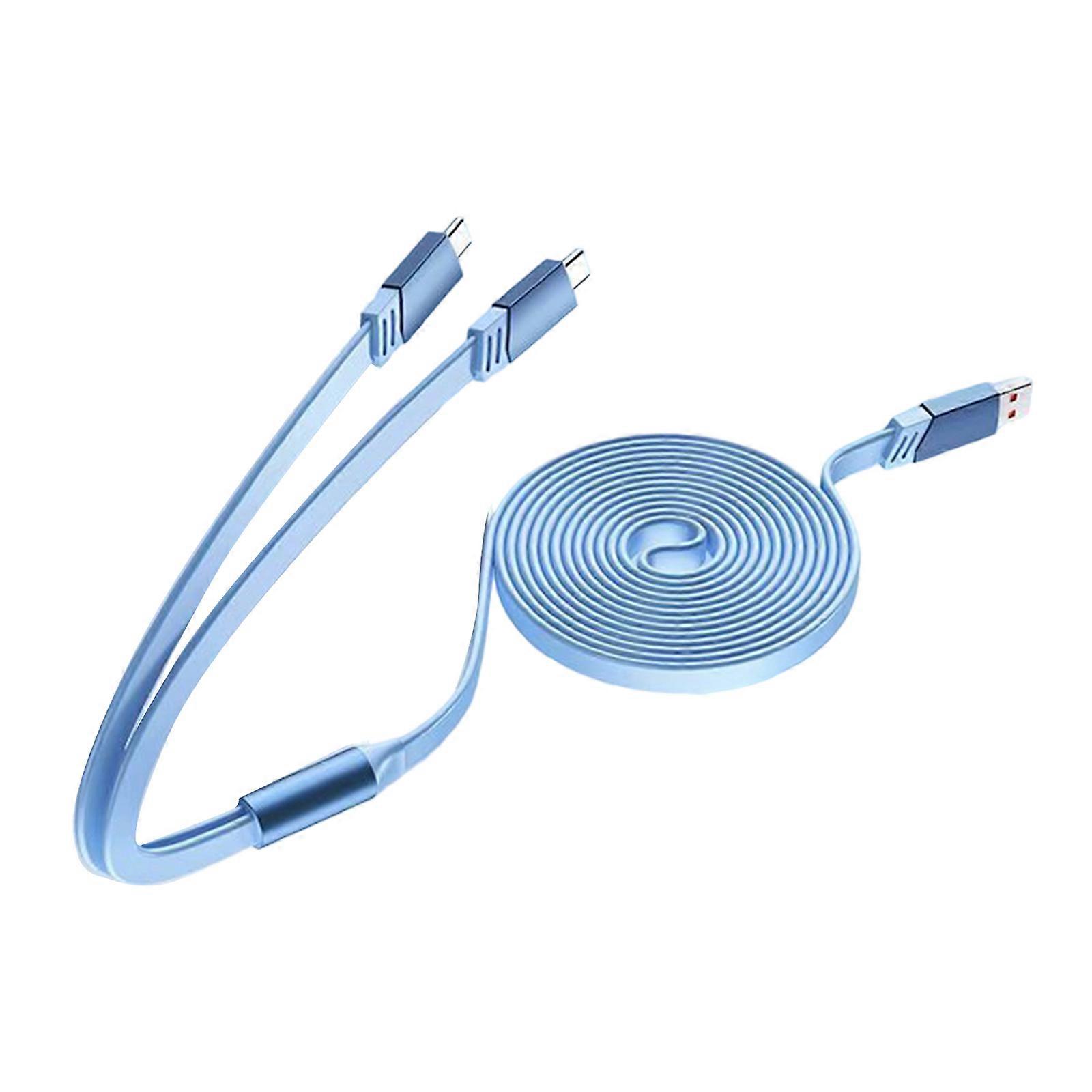 1.5m Double USB C Splitter Charging Cable Fast Charge Data Transfer Silicone Cord Multiple Device Compatibility Electronics Multicolor