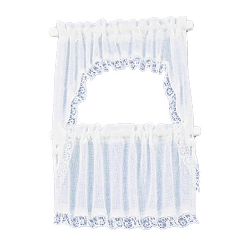 Dolls House White Sheer Cape Curtain Set Miniature Scale Window Accessory