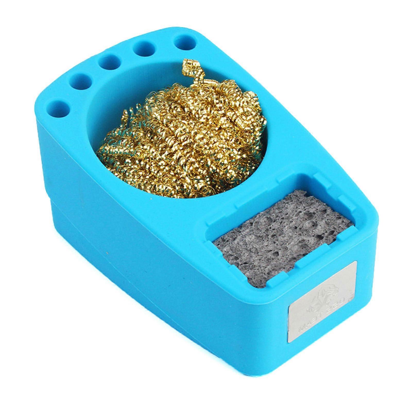 Complete Soldering Iron Head Maintenance Set with Brass Wire Cleaner & Stable Nonslip Designs for Optimally Performances  sky blue