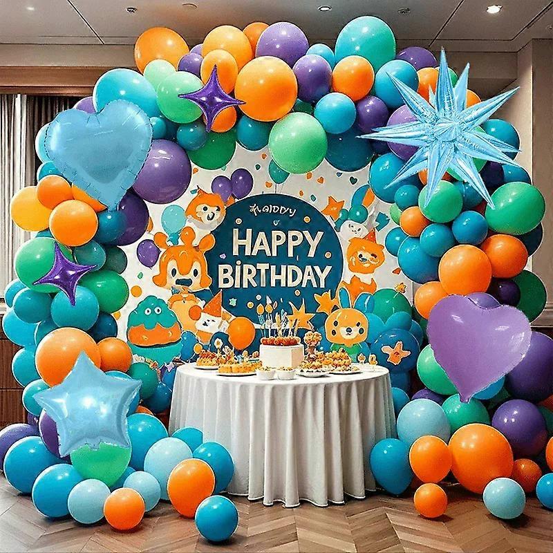 130pcs Colorful Themed Balloon Arch Set,Equipped with Exploding Star, Cross Star,Suitable for Birthday Parties, Bachelor Parties