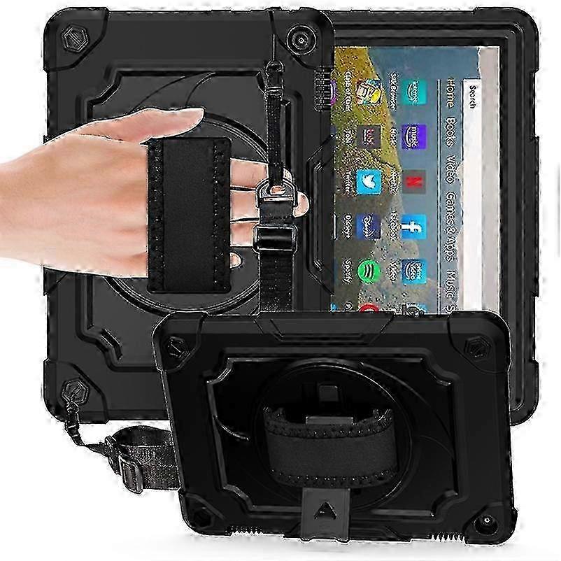 For Amazon Kindle Fire HD 8 2020 360 Degree Rotation Turntable Contrast Color Robot Shockproof Silicone + PC Protective Case with Holder 2025