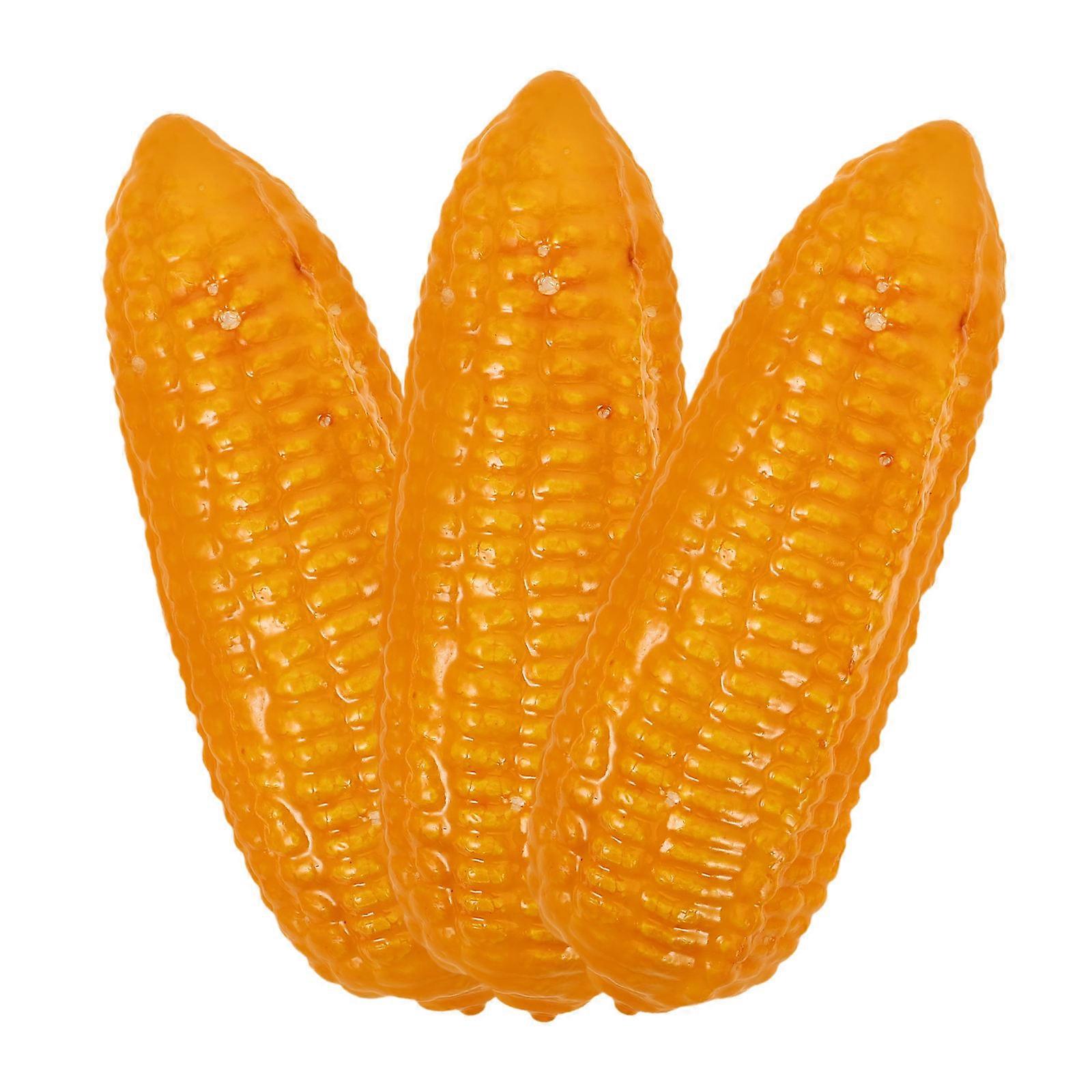 Decorative Corn Model 3Pcs Yellow Foam Artificial Corn Decors with Construction for Home