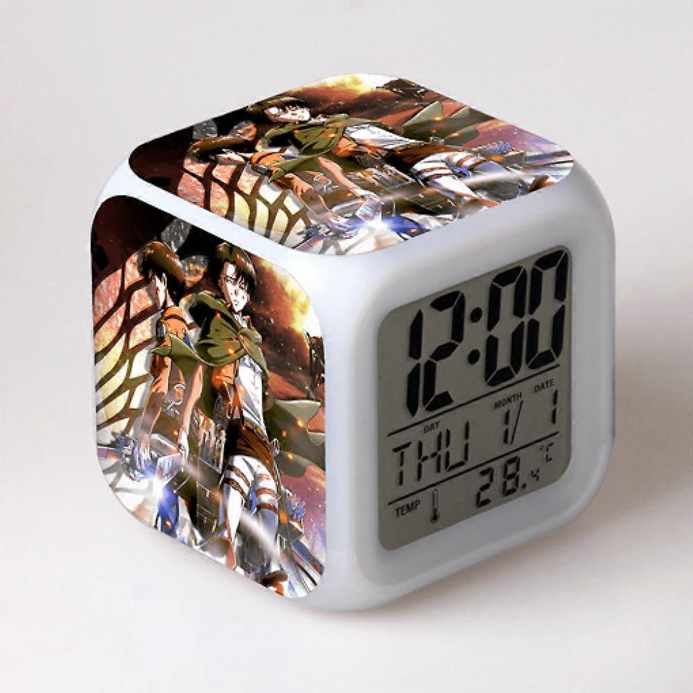 LED Alarm Clock with Attack on Titan Pattern - Glowing Digital Table Clock for Kids, Adults - Gift Idea HTNL#746