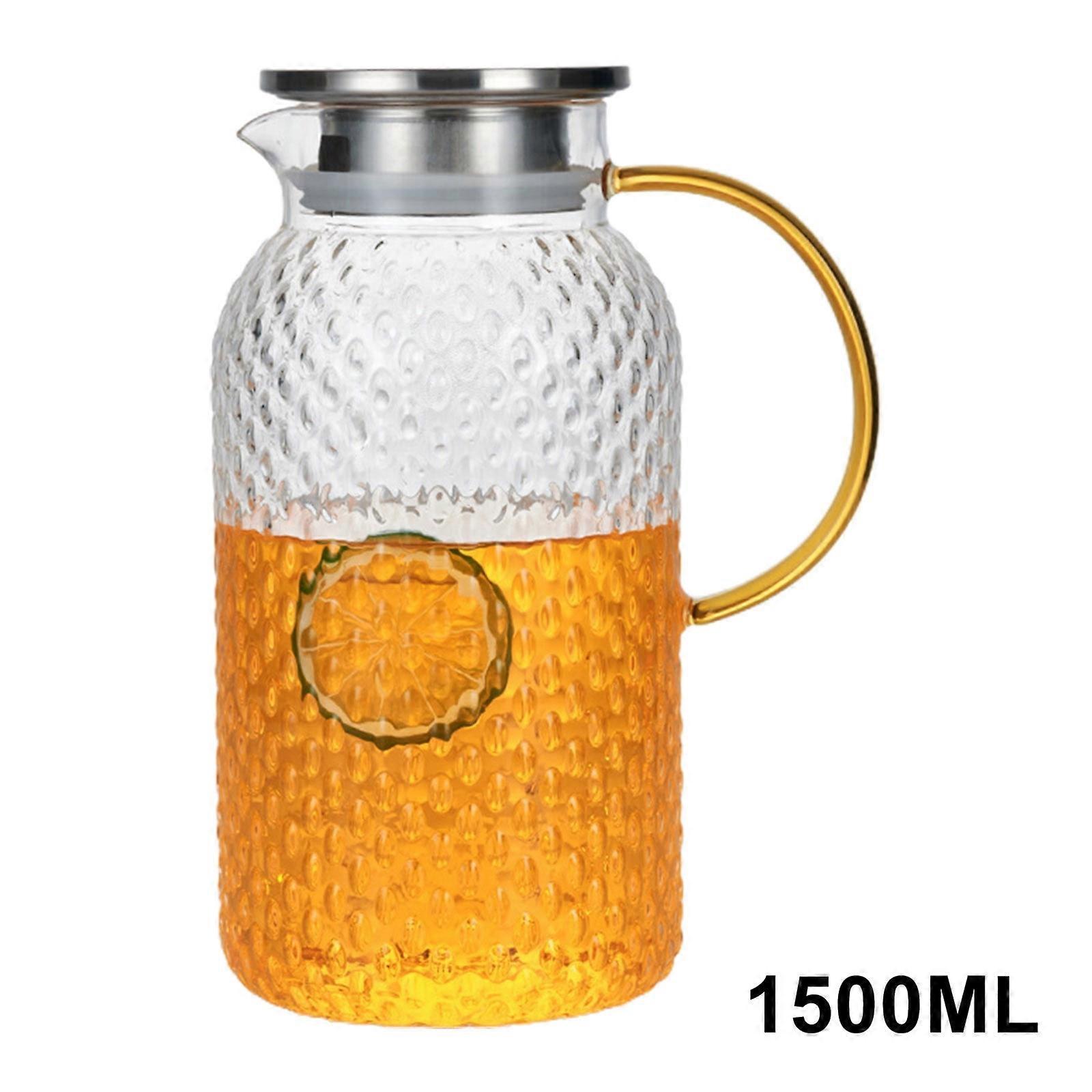 Quinlirra Cold Water Kettle, Large Capacity, Hammer Pattern, Explosion-Proof High Borosilicate Glass, Compatible with Rice Grain - Syrup & Boiled