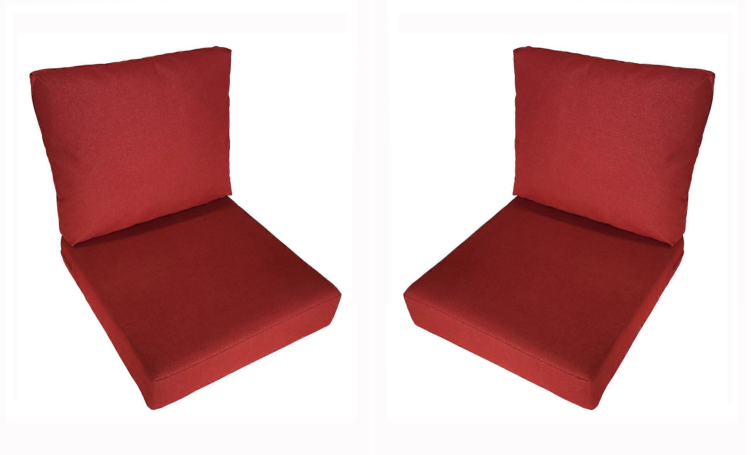Outdoor Deep Seat Cushion Set of 2 with Zipper, Fade Resistant for Patio Chairs and Sofas, Red