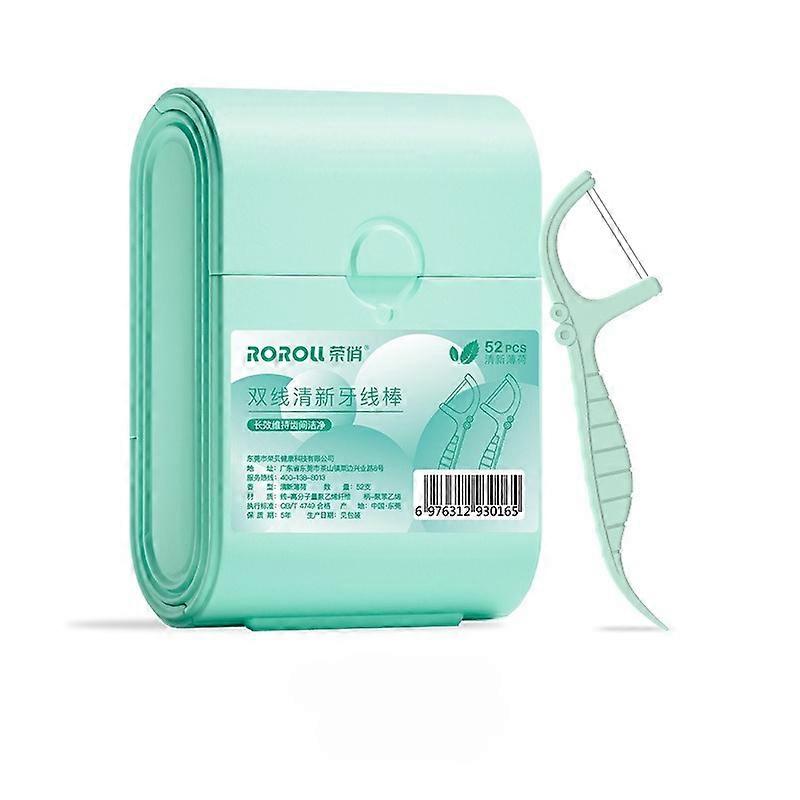 Double-layer Box with 52 Mint Double-floss Sticks One-time Layered Storage Portable Floss Box Dental Floss