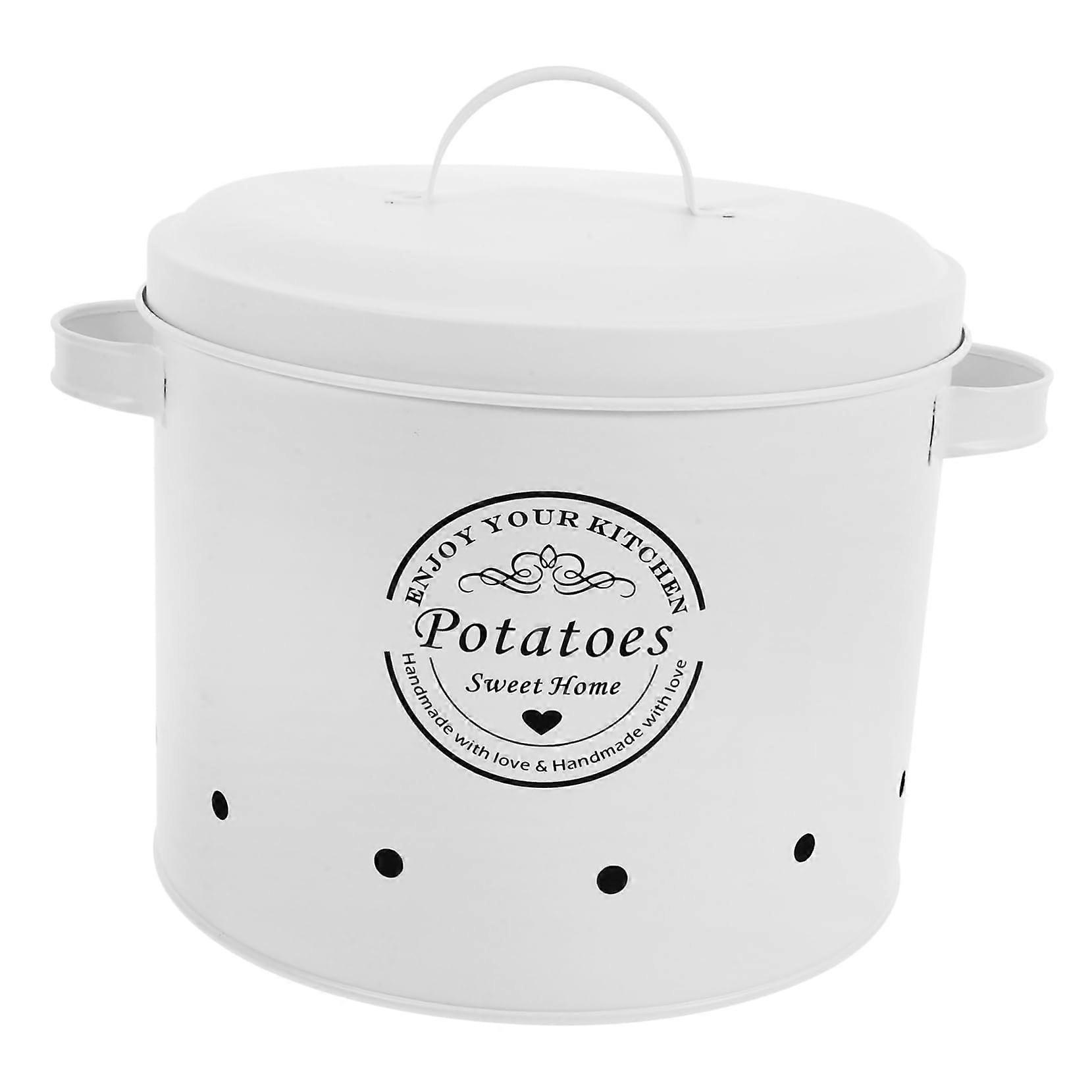 Metal Potato Storage Container with Lid, Onion and Garlic Keeper, Ventilated Kitchen Bin