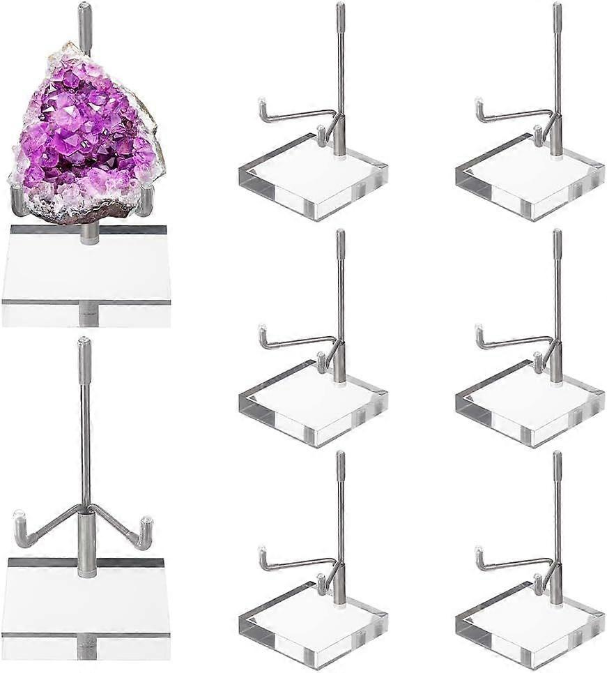 8 Pcs Adjustable Metal Arm Display Stand Easel Stand with Acrylic Pedestal Base for Rock Geodes Mineral Gemstones Fossils Agate 1.95x1.95x3.54inch Sta