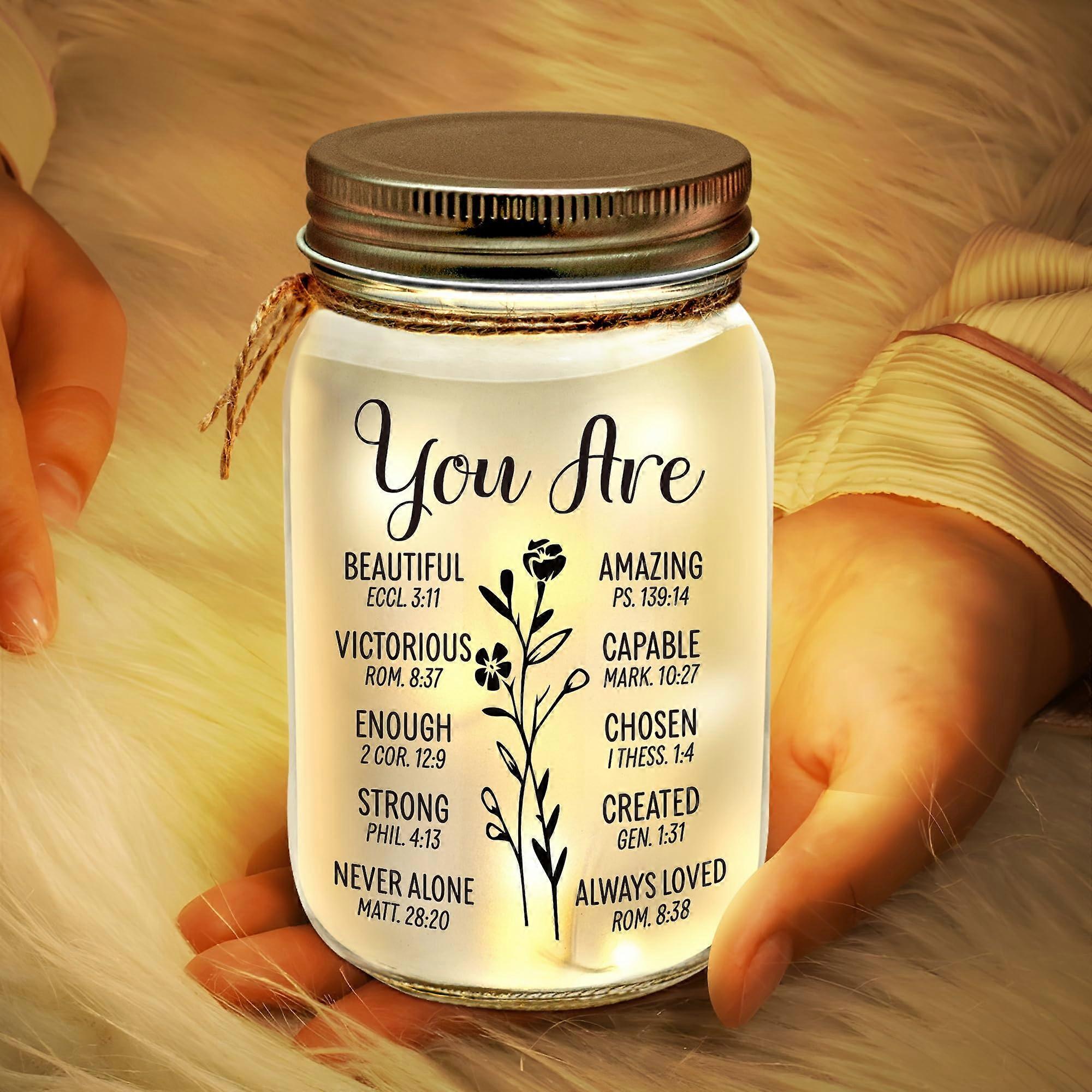 Mason Jar Night Light with Warm Ambient LED Glow, Rustic Home Decor and  Gift Design