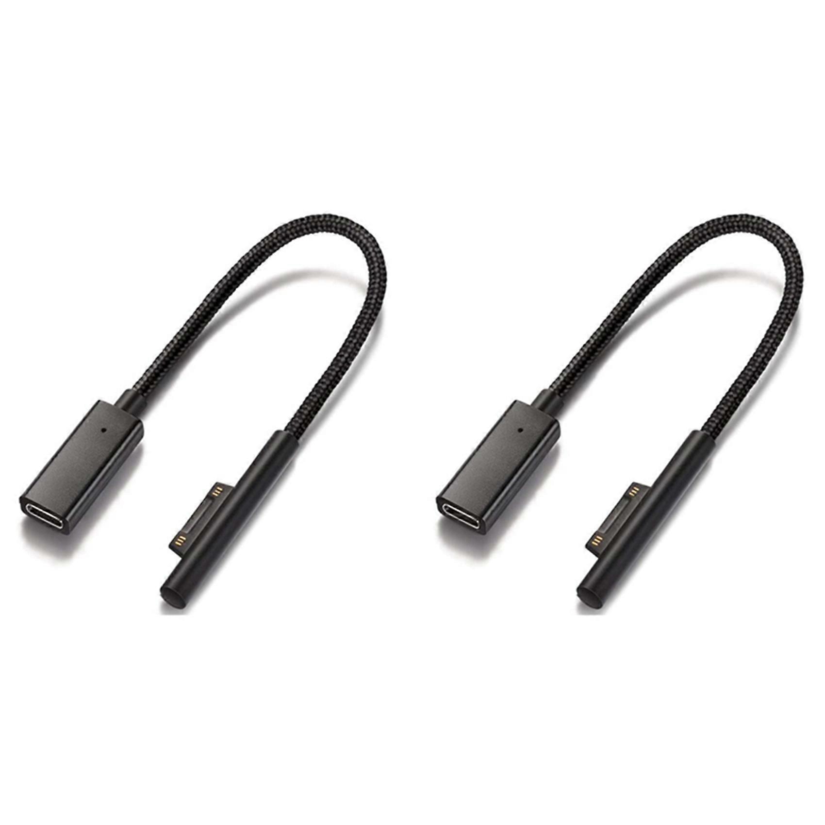 2X Nylon Braided for Surface Connect to USB-C Charging Cable for Surface Pro7 Go2 Pro6 5/4/3 Surface Laptop Book