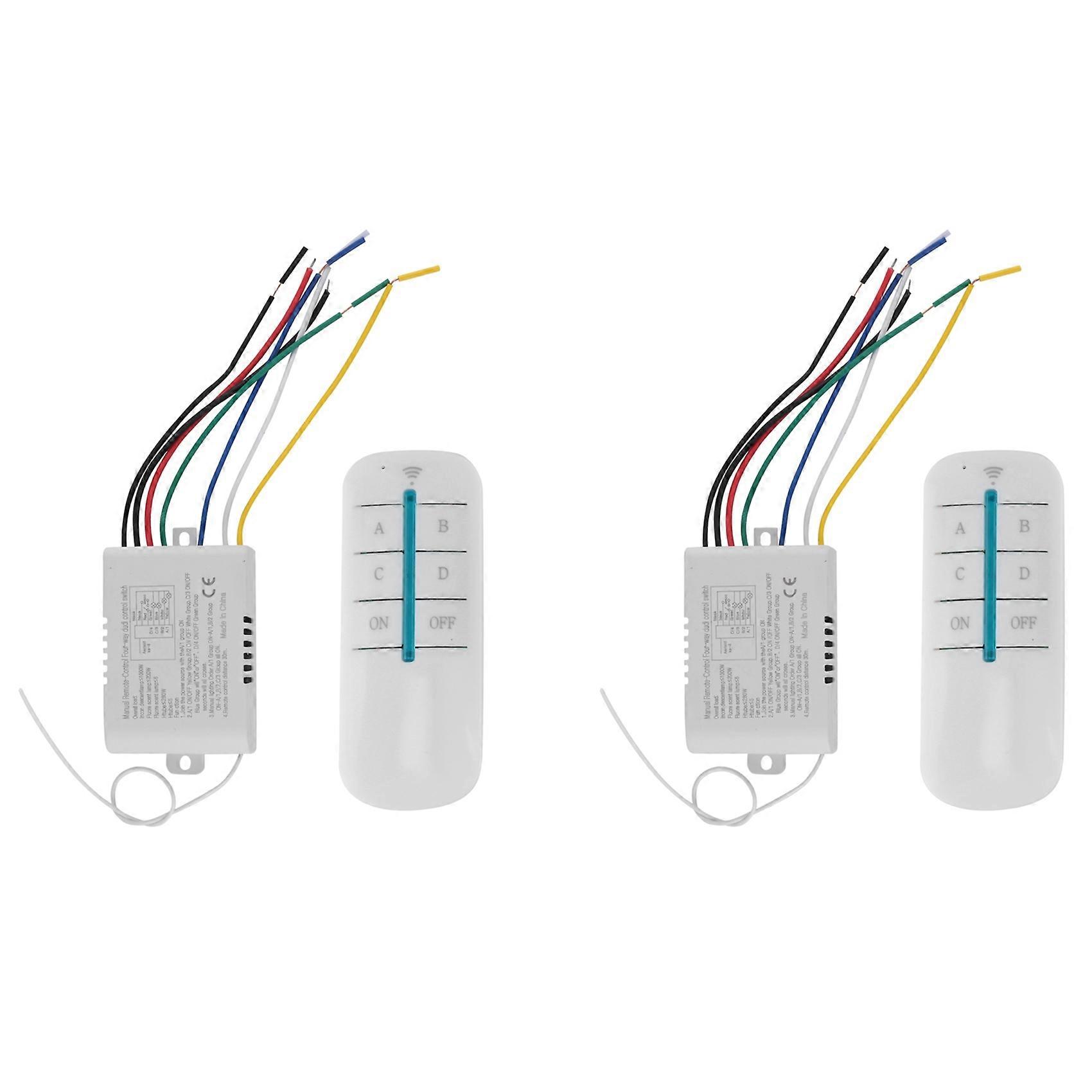 2X 4 Way Light Lamp Digital Wireless Remote Control Switch ON/OFF 220V