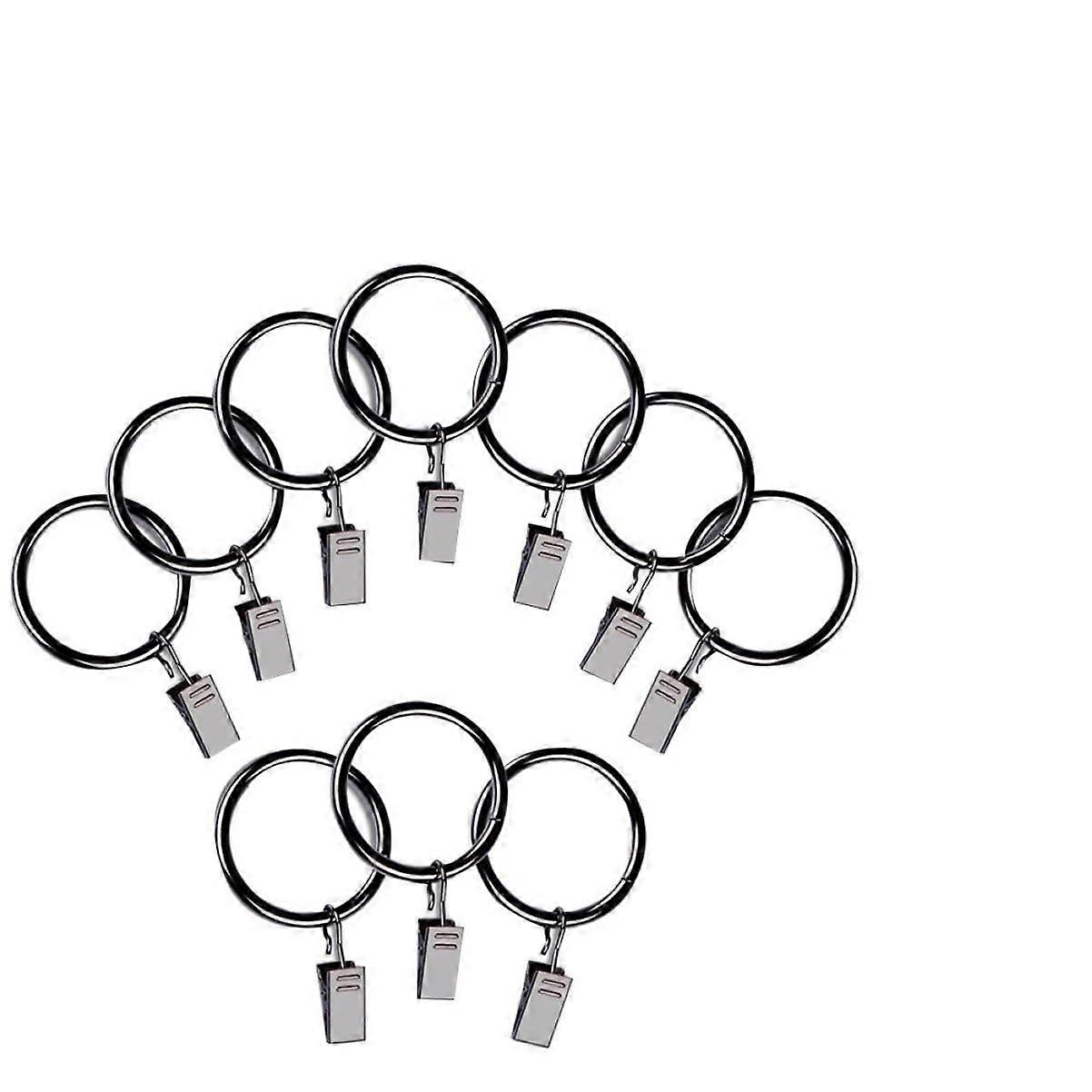 20Pcs Chrome Curtain Rings with Clips Rustproof Drapery Rings for Smooth Glide and Secure Grip
