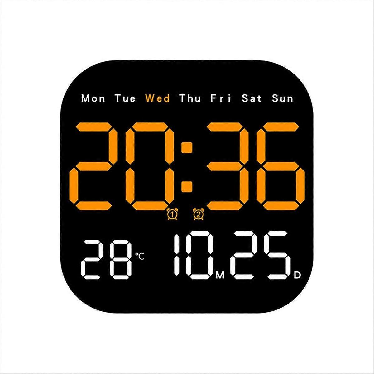 Wall Clocks Temperature Date Week Dispaly Electronic Table Clock,C