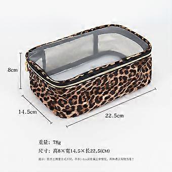 Waterproof Large Capacity Leopard Print Clear Makeup Bag Portable Travel Toiletries Storage Cosmetic Organizer with Zipper