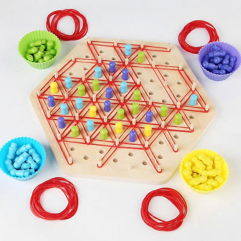 Wooden children's puzzle game, a chain game for logical thinking, a triangular board game, an interactive early education game for babies.