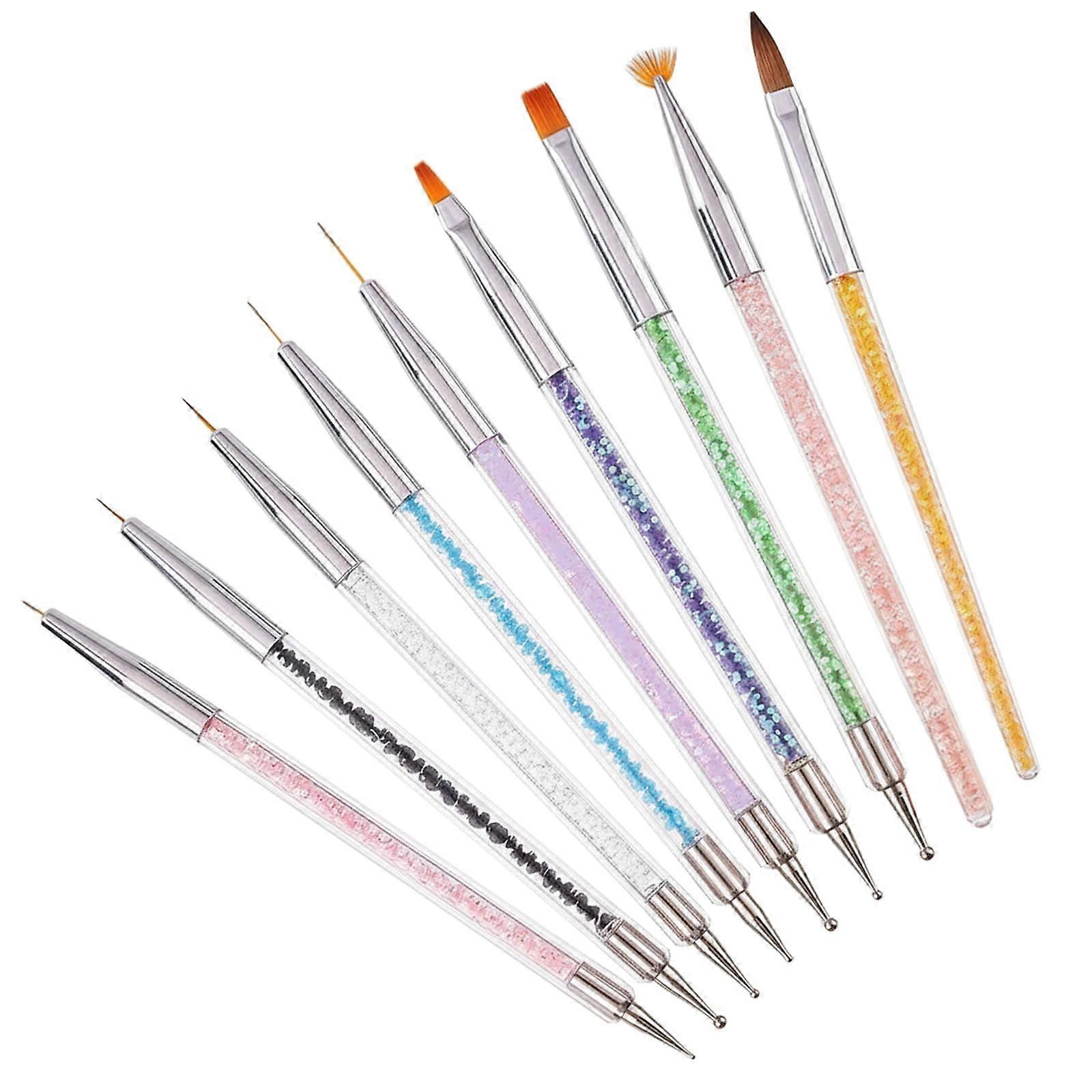 Professional Nail Art Brush Set with Dotting Tools, 14 Tip Shapes, DualEnded Vibrant Multicolor
