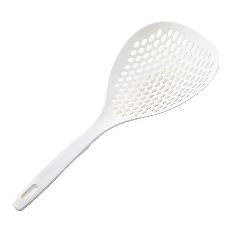 Kitchen Slotted Spoon Long Handle Colander for Straining with Hanging Hole White 1 Count