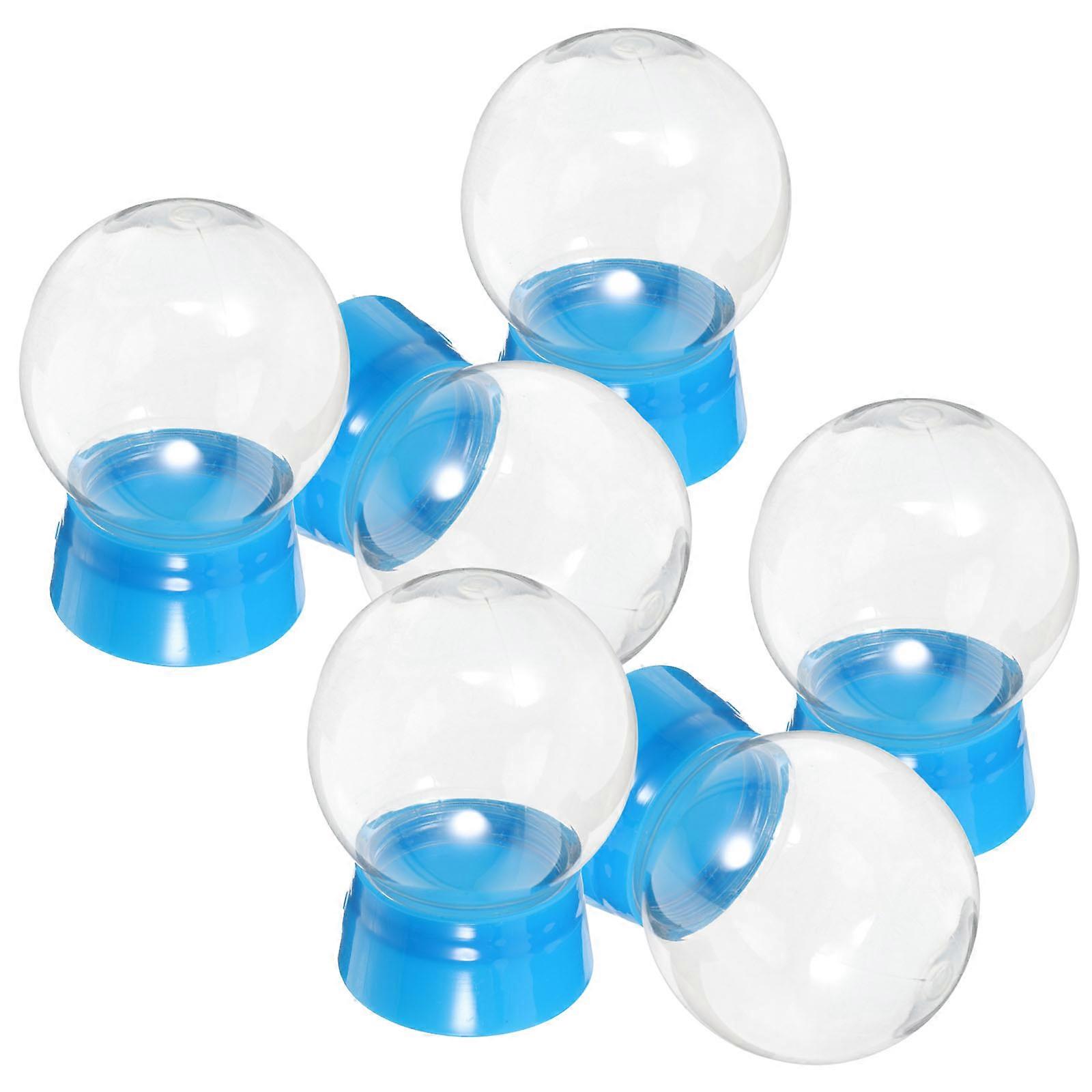 Blue Plastic Snow Globe DIY for Decor 6Pcs Round Display Globes