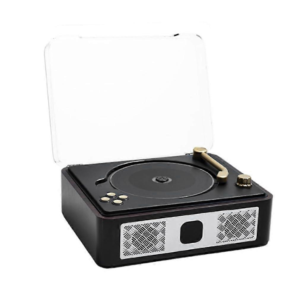 Bluetooth Desktop CD Players With BuiltIn Speakers Rechargeable Headphone Jack Vintage Style Brown And Black