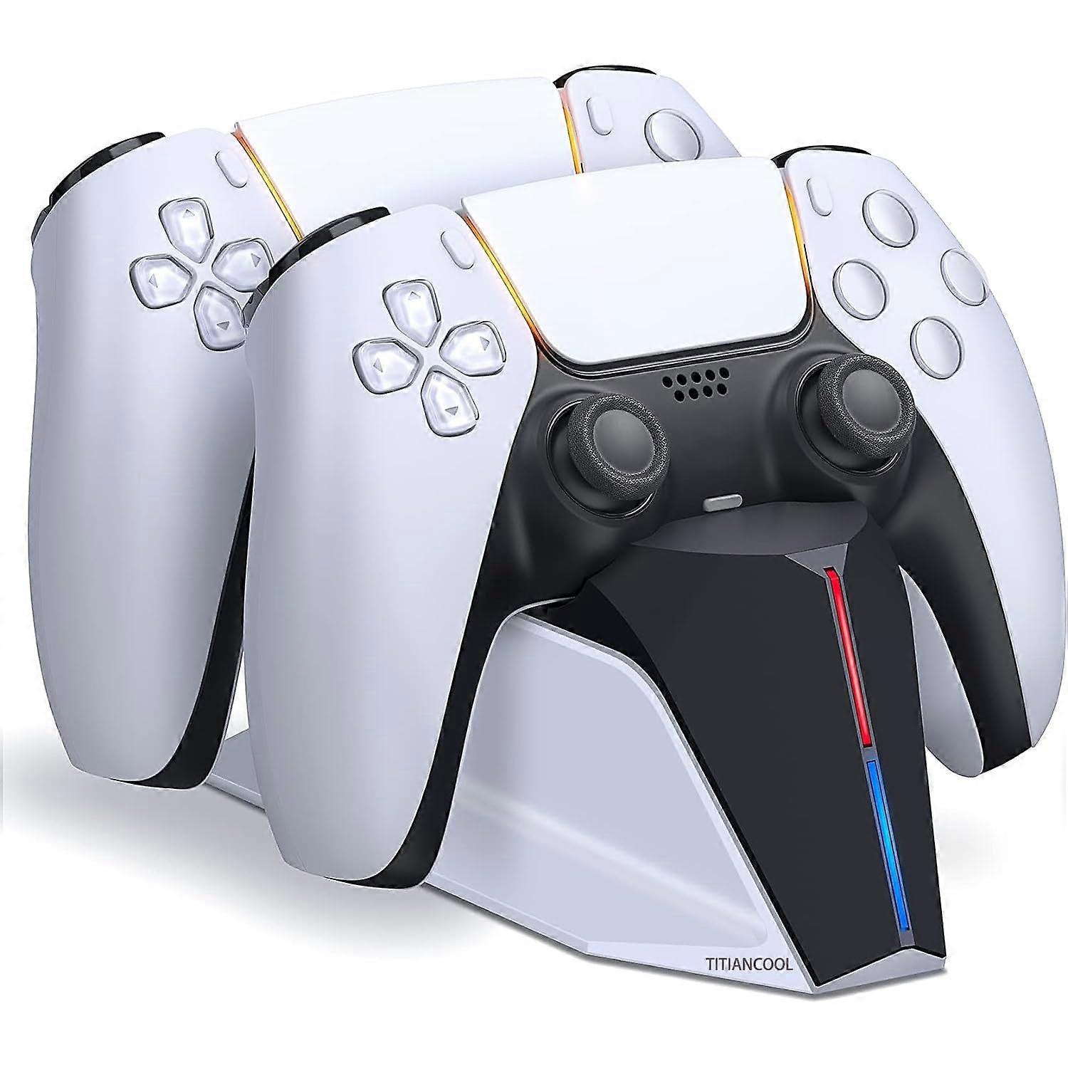 Charging Station with Fast Dual Charging, LED Indicators and USBC Dock for PS5 DualSense Controller
