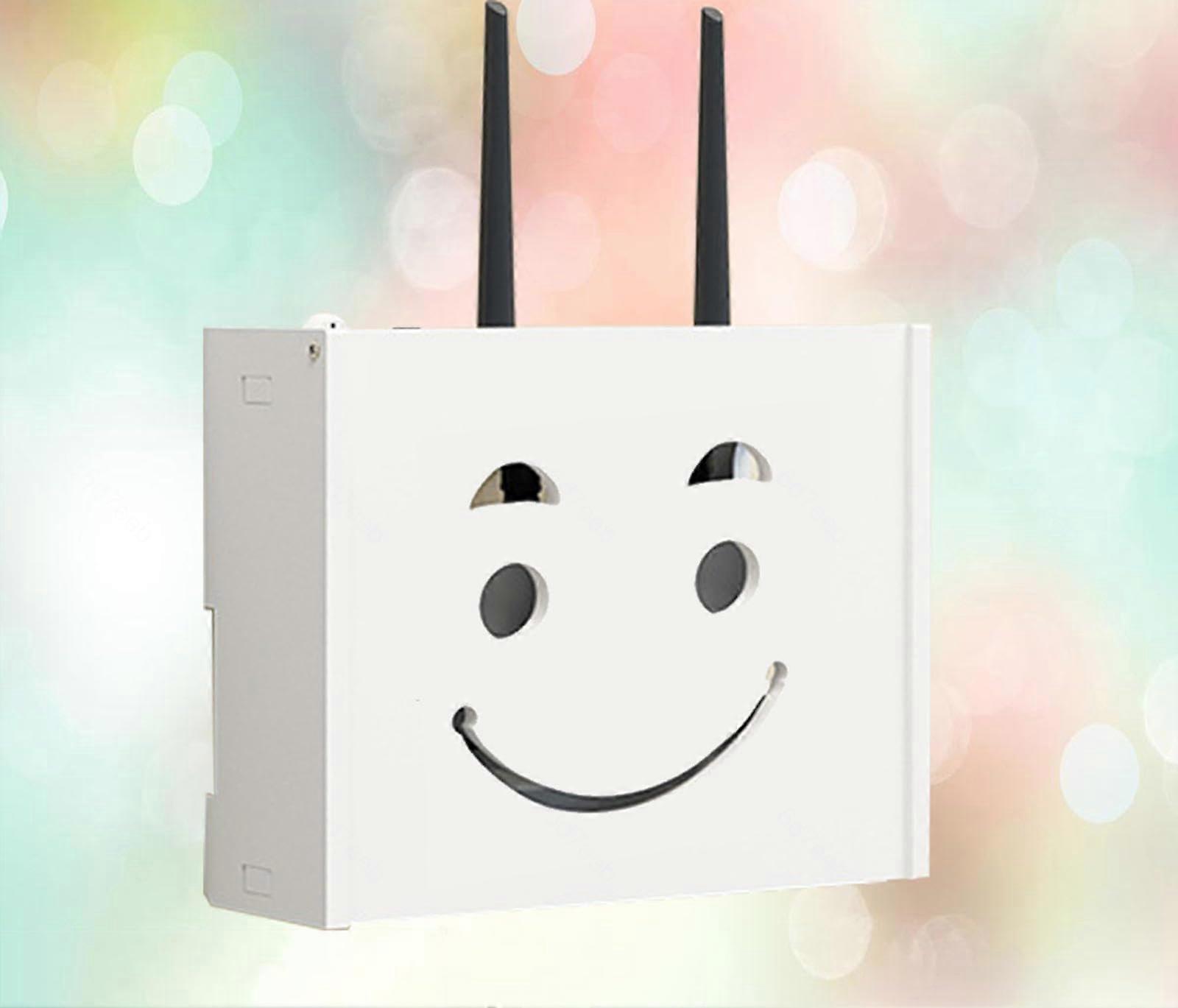 WiFi Router Storage Box Wall Mounted Shelf with Cable Management and Ventilated Space Saving Design B22x20x8.5cm