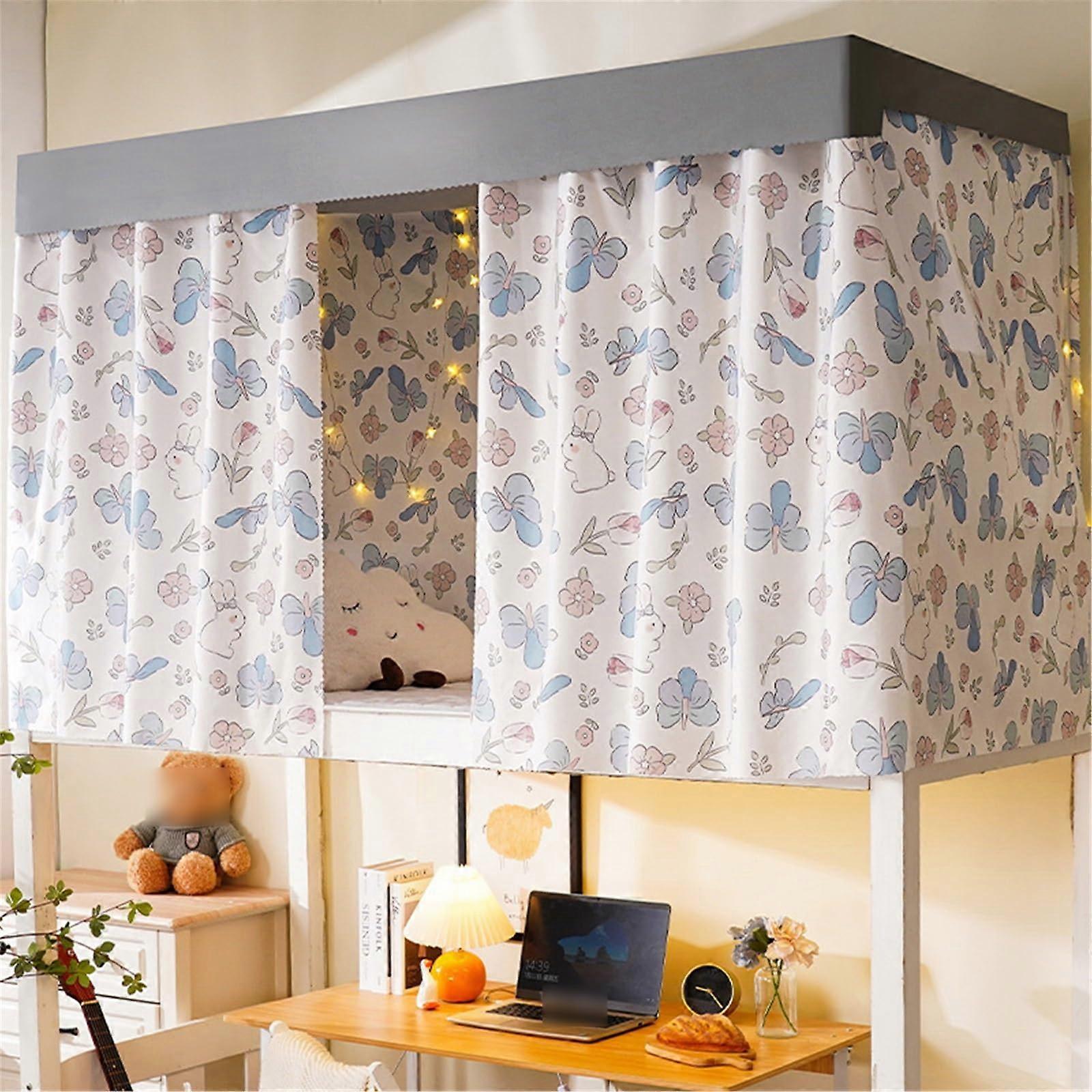 Dorm Bunk Bed Privacy Curtain Breathable Fabric for College Dormitory Boys Room 1.15M Rabbit A