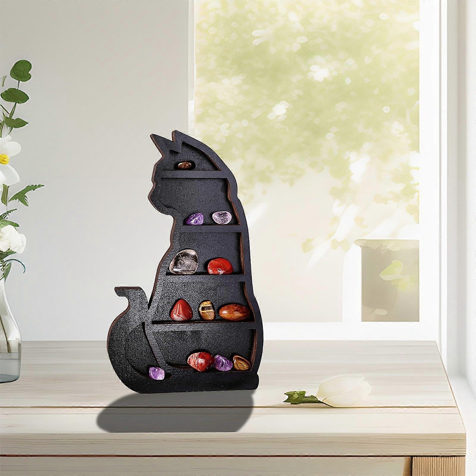 Wall Mounted Shelves with Unique Cat Motif, Wooden Floating Shelf for Modern Farmhouse Home Decor