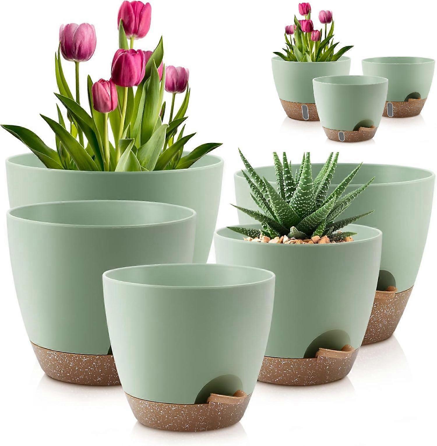Self Watering Planters Set with Water Level Window for Indoor Outdoor Use, Multiple Sizes