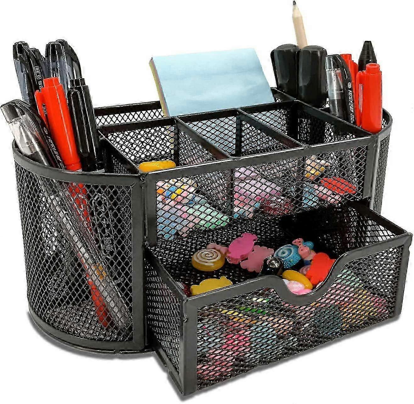 2025 Metal multi-function creative multi grid split pen bucket drawer style nine grid desktop storage box
