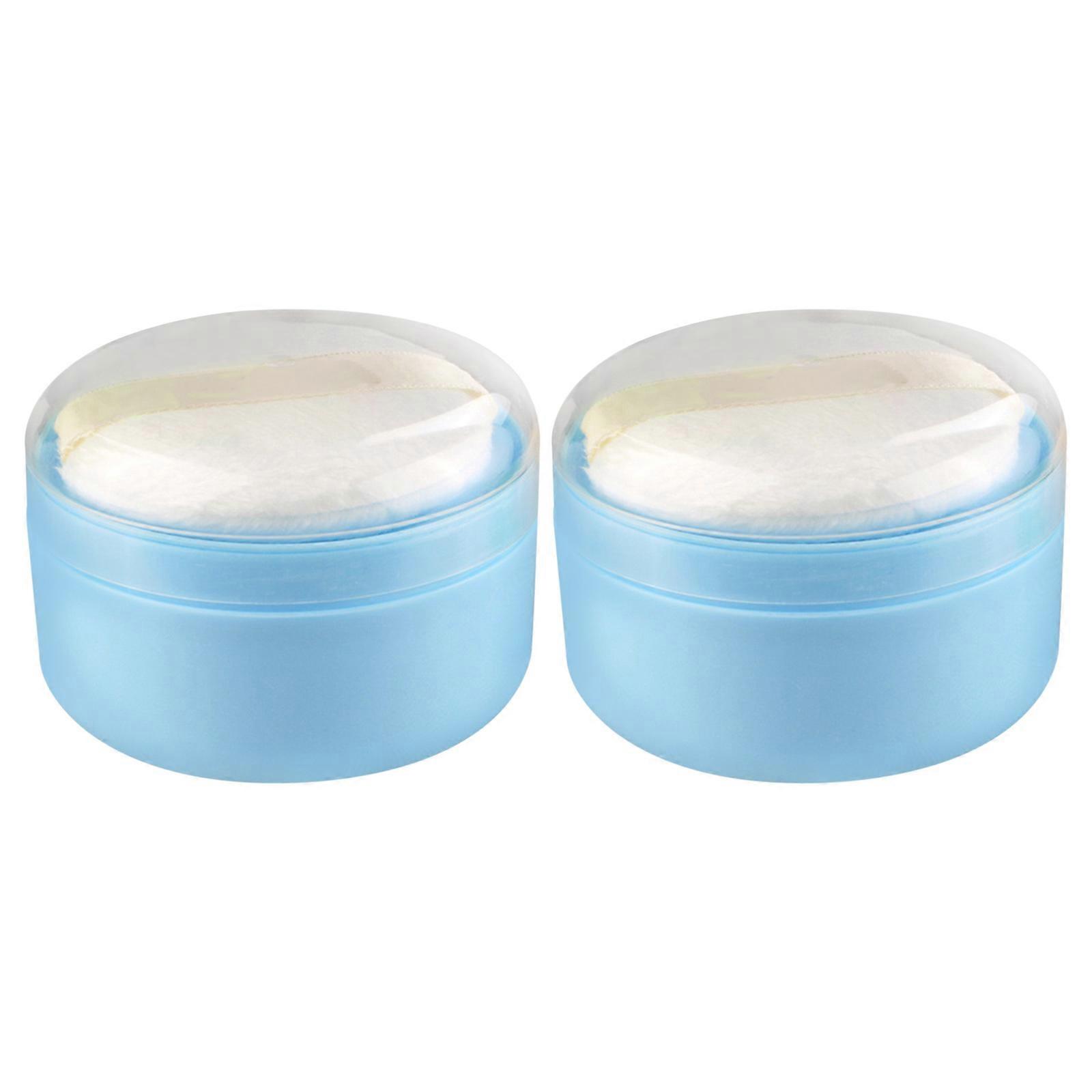 Empty Body Powder Box For Home Use Blue Plastic 2Pcs