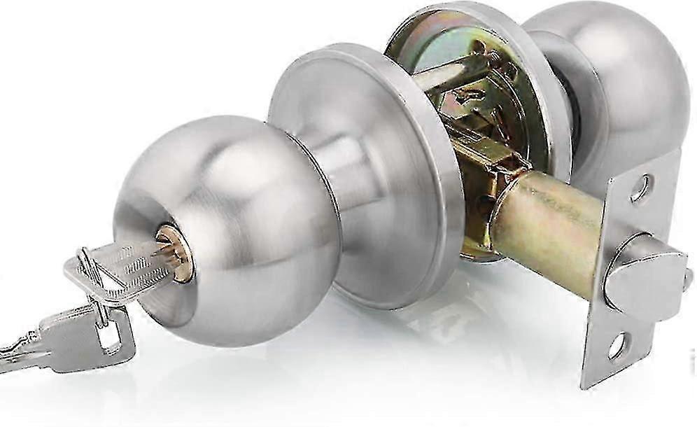 26-27 Stainless Steelpassage Door Handle Lock Knobs Lockset - Key Locking - Copper Lock Core Gift