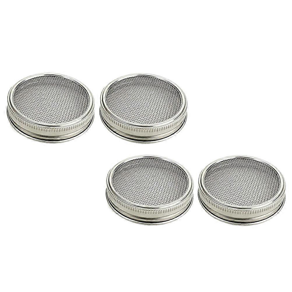 Sprouting Lid Stainless Mesh for 4Pcs Household Sprouting Caps Silver