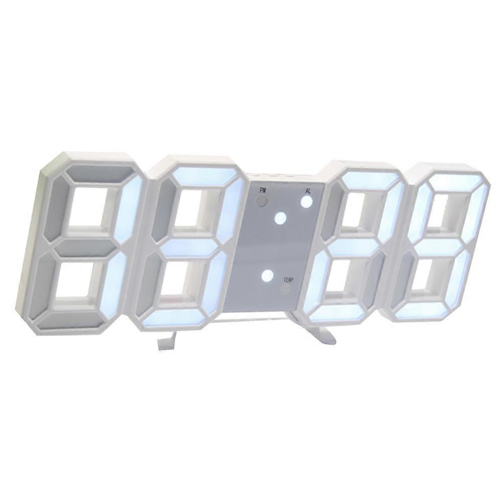 LED Night Light Clock 3D Numbers Clock with Brightness 1Pcs White
