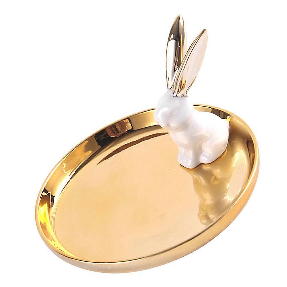 Ceramic Rabbit Jewelry Tray Creative Storage for Home Use 1Pcs Assorted Color